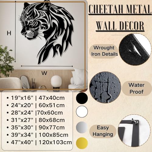 Cheetah Metal Wall Art Sculpture 19x16 Inches