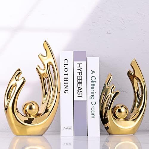 Modern Art Golden Ceramic Statue Home Decor Centerpiece