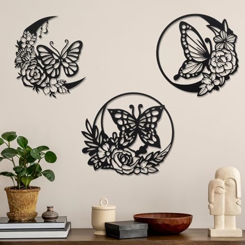 Photect 4 Pcs Butterfly Metal Wall Decor