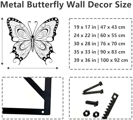 Silver Metal Butterfly Wall Art 19x17in