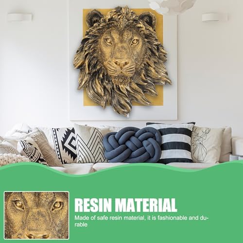 Lion Head Wall Decor Resin Statue Bronze Wall Hanging Sculpture