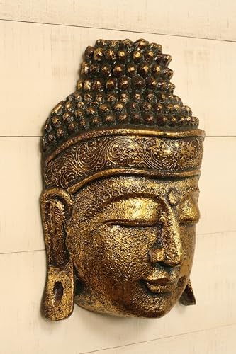 12 Inch Golden Buddha Head Statue Wall Decor