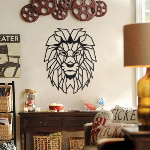 BONPERLA Geometric Lion Head Wall Art - Black