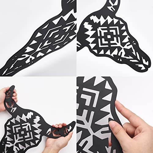 ORIGACH 12 Inch Black Metal Cow Skull Wall Sculpture Decor