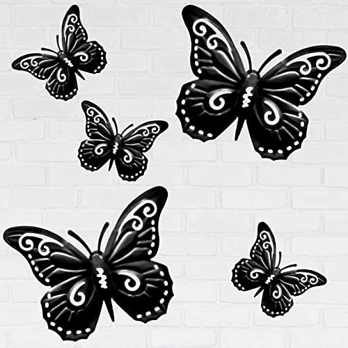Moxweyeni 5 Pcs Black Butterfly Wall Decor