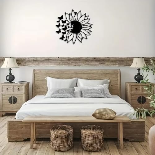 CLKFDCH Metal Sunflower Wall Art Black Decor