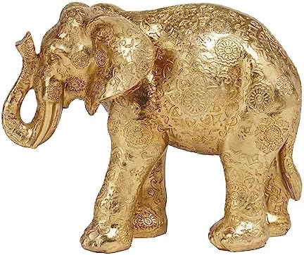 Guichifun Gold Resin Elephant Statue Home Decor