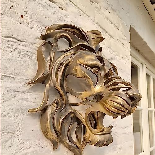 Rare Find 12-inch Gold Lion Head Wall Sculpture
