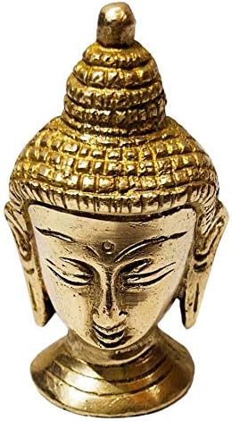 Art Deco Buddha Head Brass Statue 6 cm