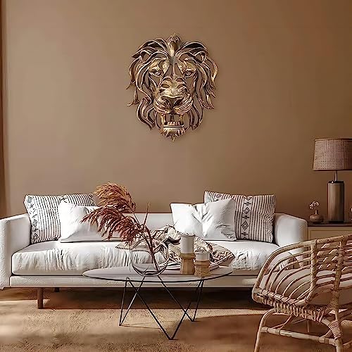 Rare Find 12-inch Gold Lion Head Wall Sculpture