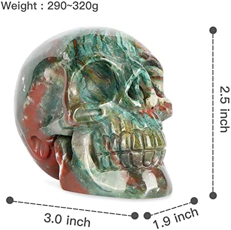 LEADGEM 30 Inch Ocean Jasper Crystal Skull Decor Statue