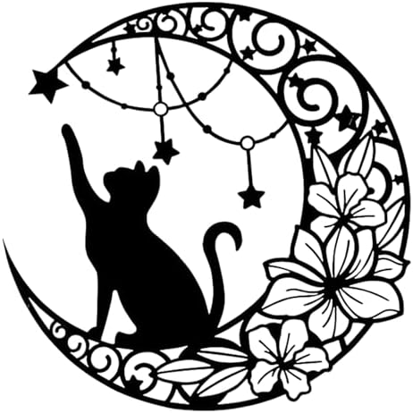 Fzojnxy Premium Black Cat and Moon Wall Art