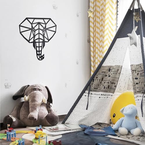 Ecqizer Elephant Wall Art - Modern Home Decor Sculptures Black