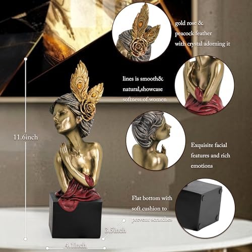Leekung Gold Women Bust Statue for Home Decor