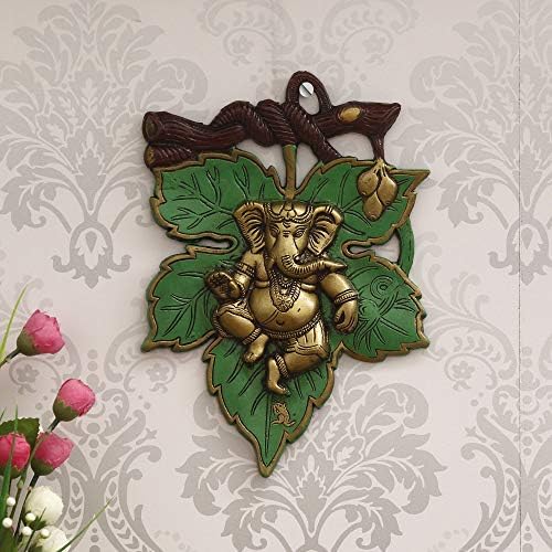 Dancing Golden Lord Ganesha Metal Wall Hanging Decor