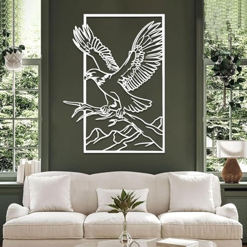 Metal Eagle Wall Decor Silver 24x17 Inch Wall Art
