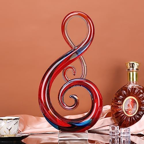 LCCCK 13 Inch Red Hand Blown Glass Sculpture Art Decor