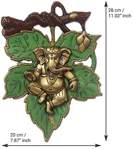 Dancing Golden Lord Ganesha Metal Wall Hanging Decor