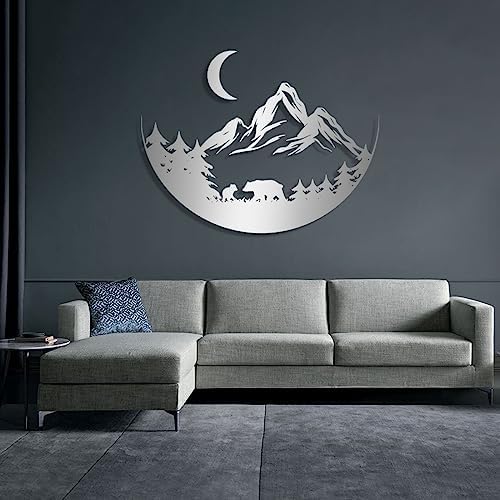 Rustic Metal Wall Art - Forest Bear Family Decor
