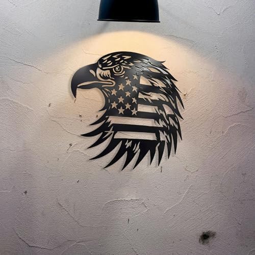 Patriotic Bald Eagle American Flag Metal Wall Art 30 Hanging Sculpture