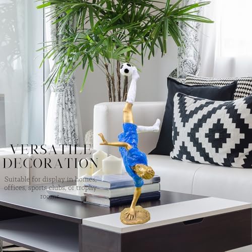 Bronze Soccer Player Sculpture - Overhead Kick Goal Pose