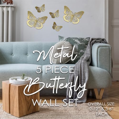 PREMIUS 5 Piece Metal Butterfly Wall Decor Set