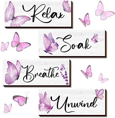 Weysat 4 Pcs Purple Butterfly Wall Art Decor