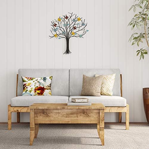 Tree of Life Butterfly Wall Art - Hand Painted Metal Sculpture