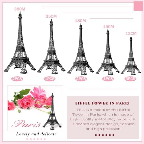 Hicarer 9 Pcs Eiffel Tower Statue Decor Set