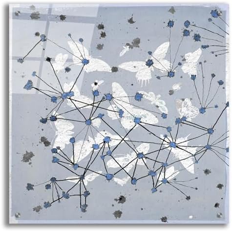 19th Century Butterfly Constellations In Blue Wall Art 24x24
