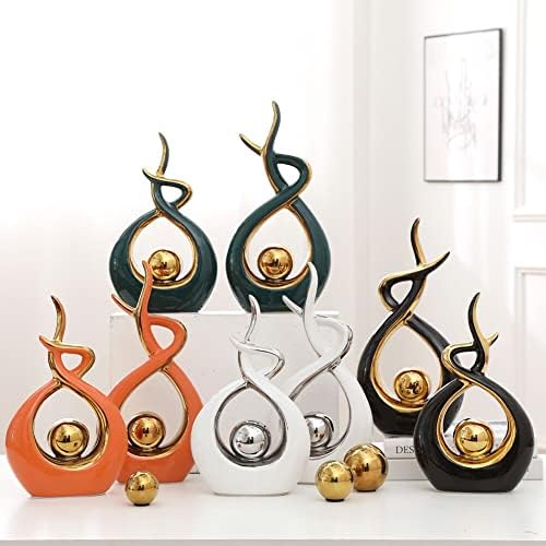 Golden Ball Ceramic Decor Set of 3 Modern Art Sculpture