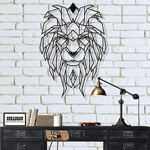 DEKADRON Geometric Metal Lion Head Wall Art 13W x 18H