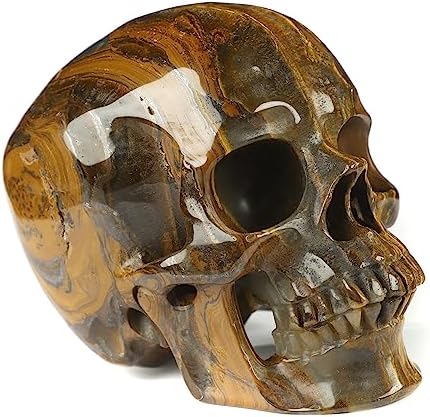 Skullis Tiger Iron Eye Crystal Skull Sculpture
