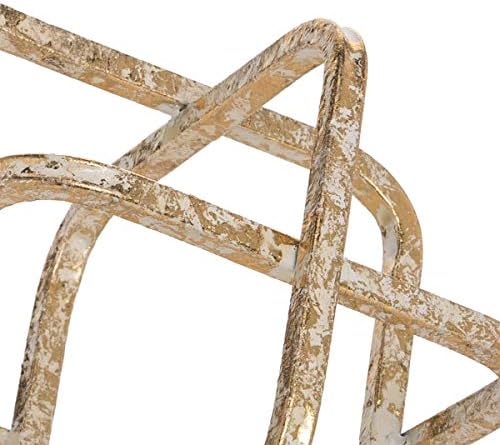 Distressed Gold Metal Cube Sculpture