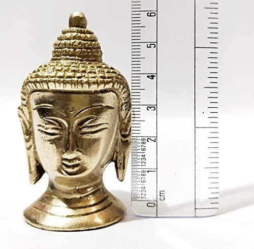 Art Deco Buddha Head Brass Statue 6 cm