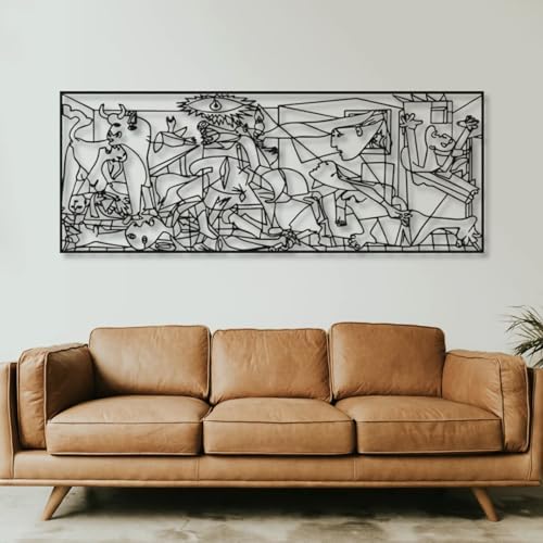 Fayholy Large Abstract Picasso Guernica Metal Wall Art - Gold 59x23 Inches
