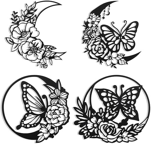 Photect 4 Pcs Butterfly Metal Wall Decor