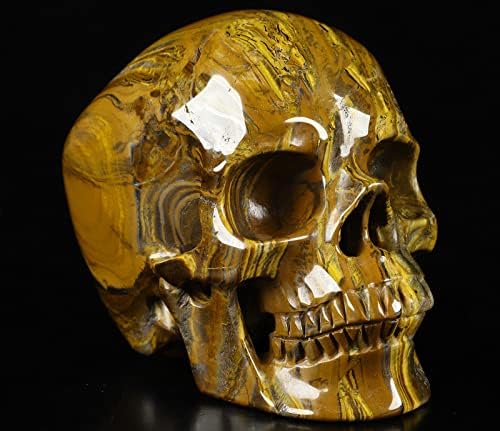 Skullis 5 Inch Tiger Iron Eye Crystal Skull Sculpture