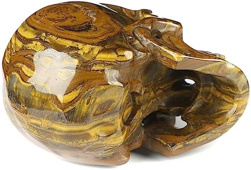 Skullis Tiger Iron Eye Crystal Skull Sculpture
