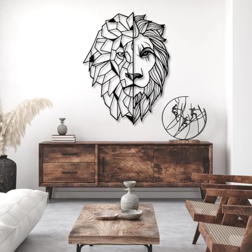 Cadeali Lion Head Metal Wall Art - Gold 18x24