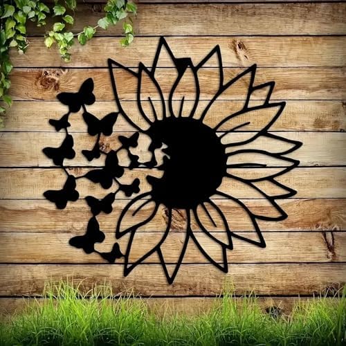 CLKFDCH Metal Sunflower Wall Art Black Decor