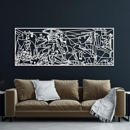 Fayholy Large Abstract Picasso Guernica Metal Wall Art - Gold 59x23 Inches