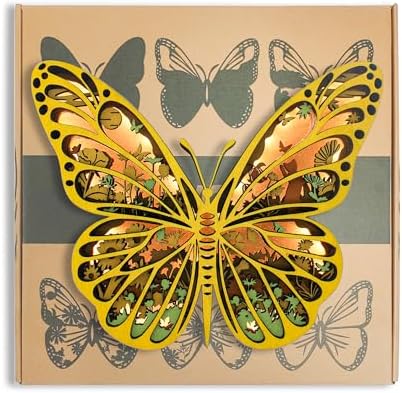LED Night Light Wooden Wall Decor 3D Butterfly Sculpture