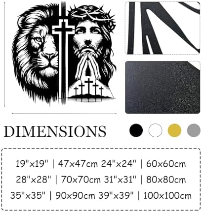 Jesus and Lion Metal Wall Art 19x19 Black