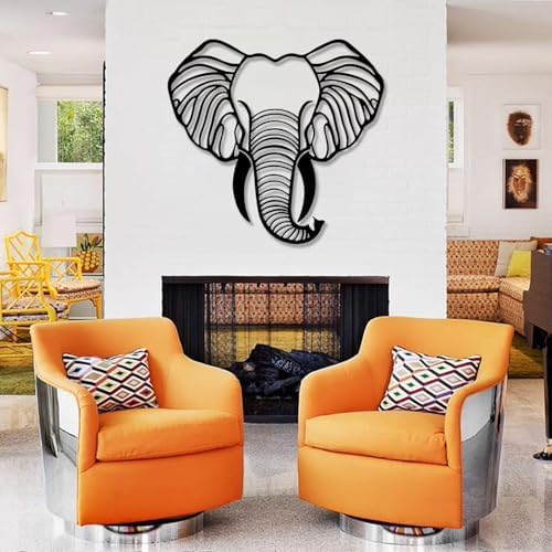 DuiDuiQ Elephant Metal Wall Art White 19x19 Inches