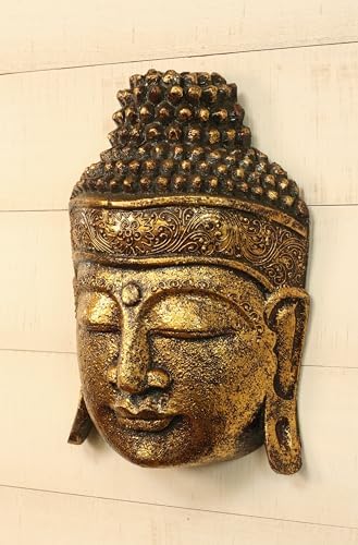 12 Inch Golden Buddha Head Statue Wall Decor