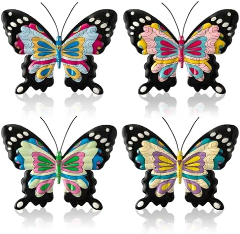 GioXtra 3D Metal Butterfly Wall Art 4Pcs Set