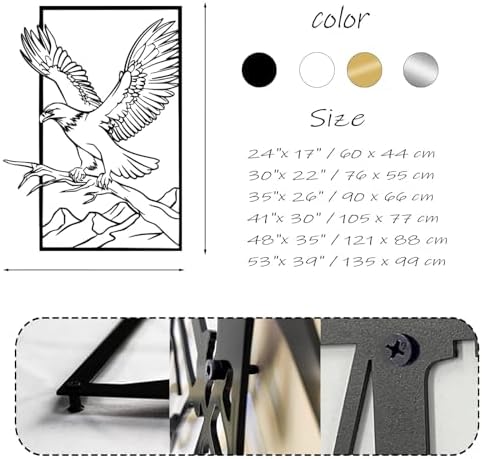 Metal Eagle Wall Decor Silver 24x17 Inch Wall Art