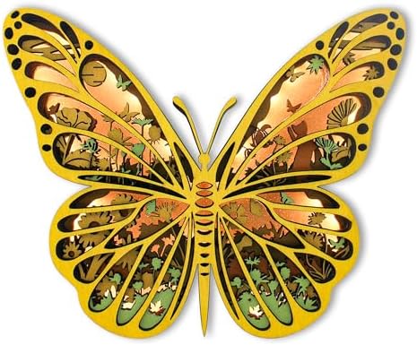 LED Night Light Wooden Wall Decor 3D Butterfly Sculpture
