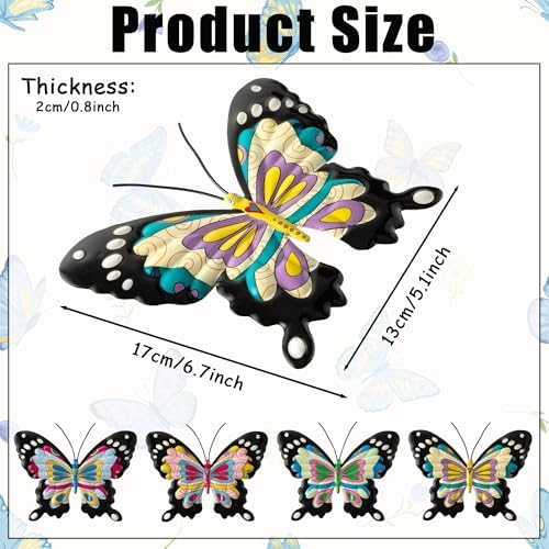 GioXtra 3D Metal Butterfly Wall Art 4Pcs Set